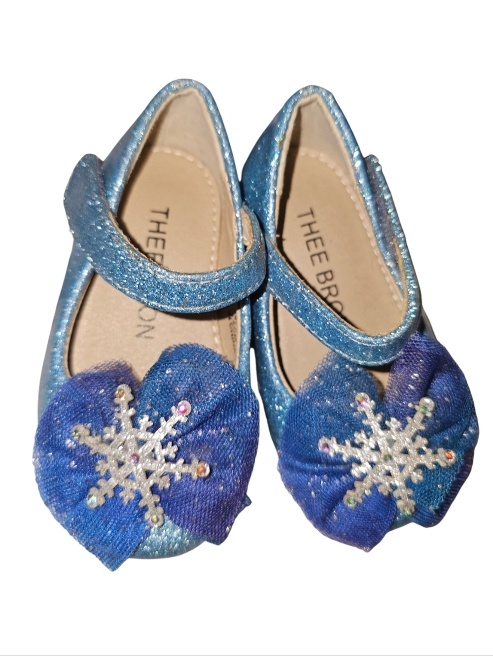 Thee Bron Girls' Sparkle Blue Snowflake Mary Jane Shoes